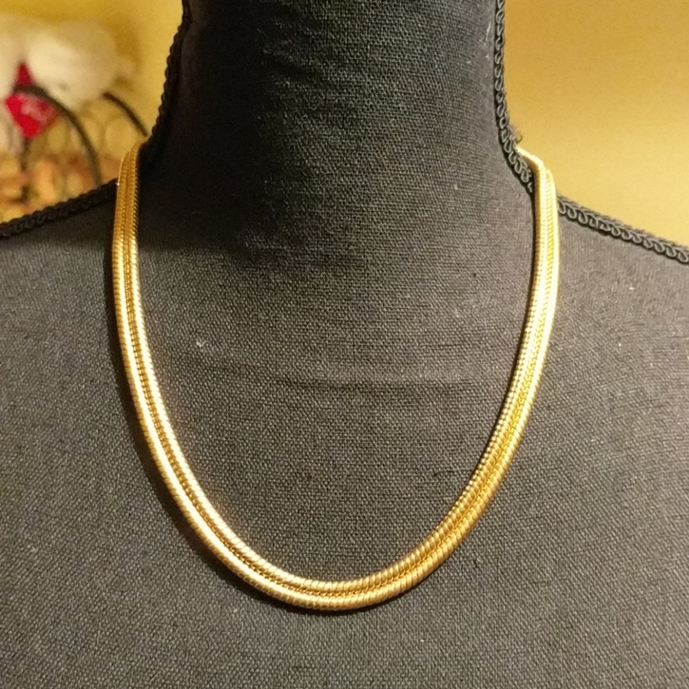 Christian Dior Gold Plated Double Snake Necklace Authentic